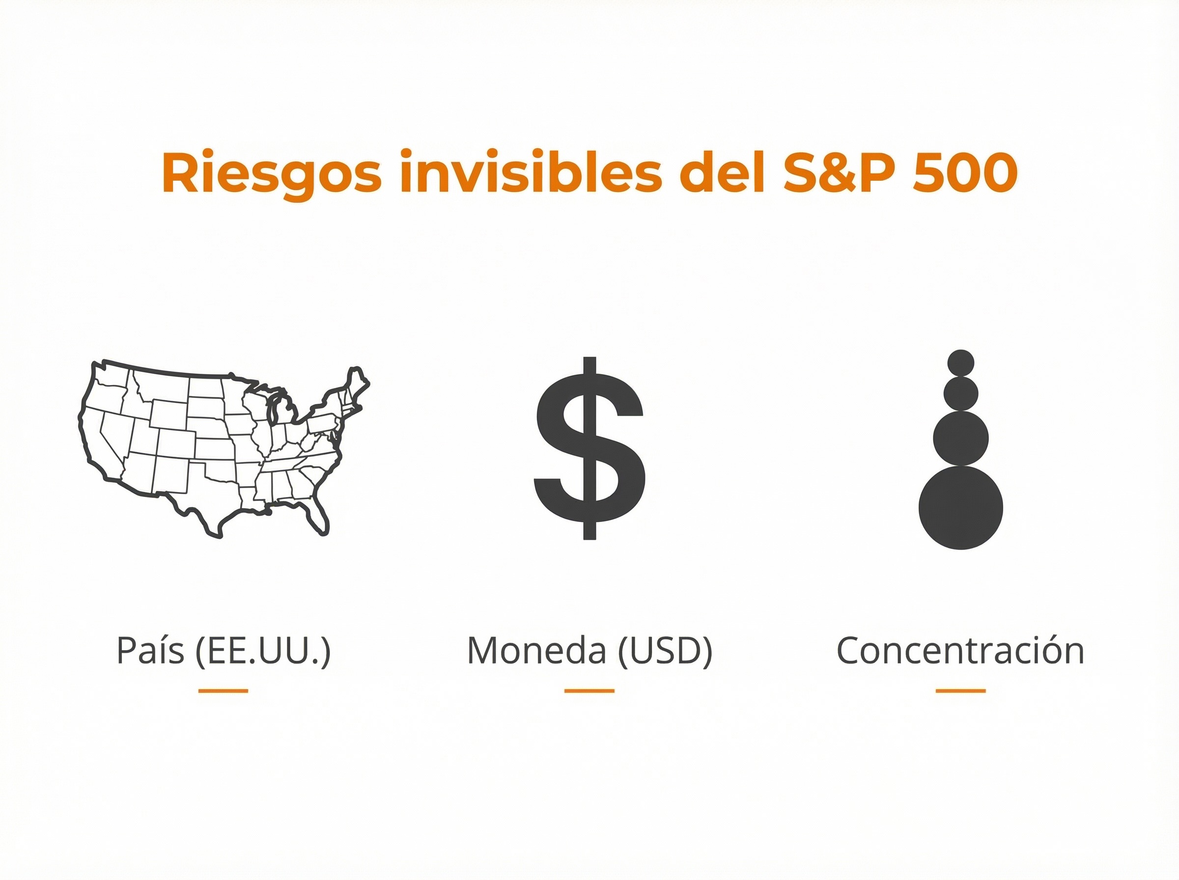 Riesgos del S&P 500: exposición a EE.UU., al dólar y concentración en empresas grandes