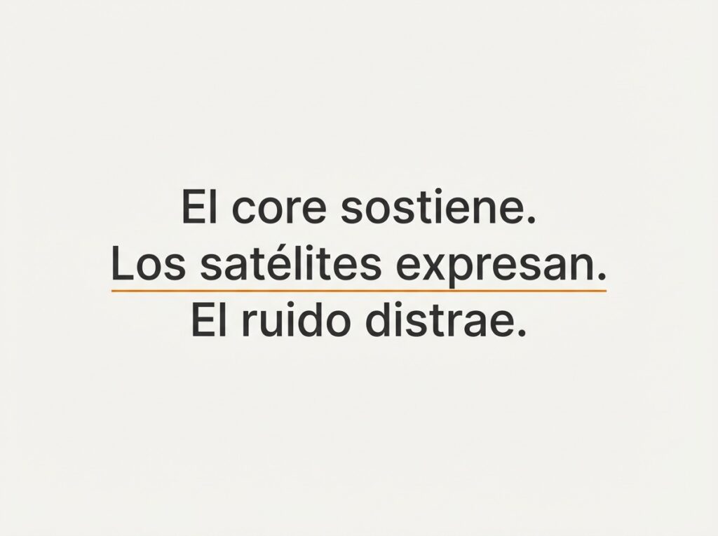 Frase conceptual sobre core, satélites y ruido en una cartera de inversión