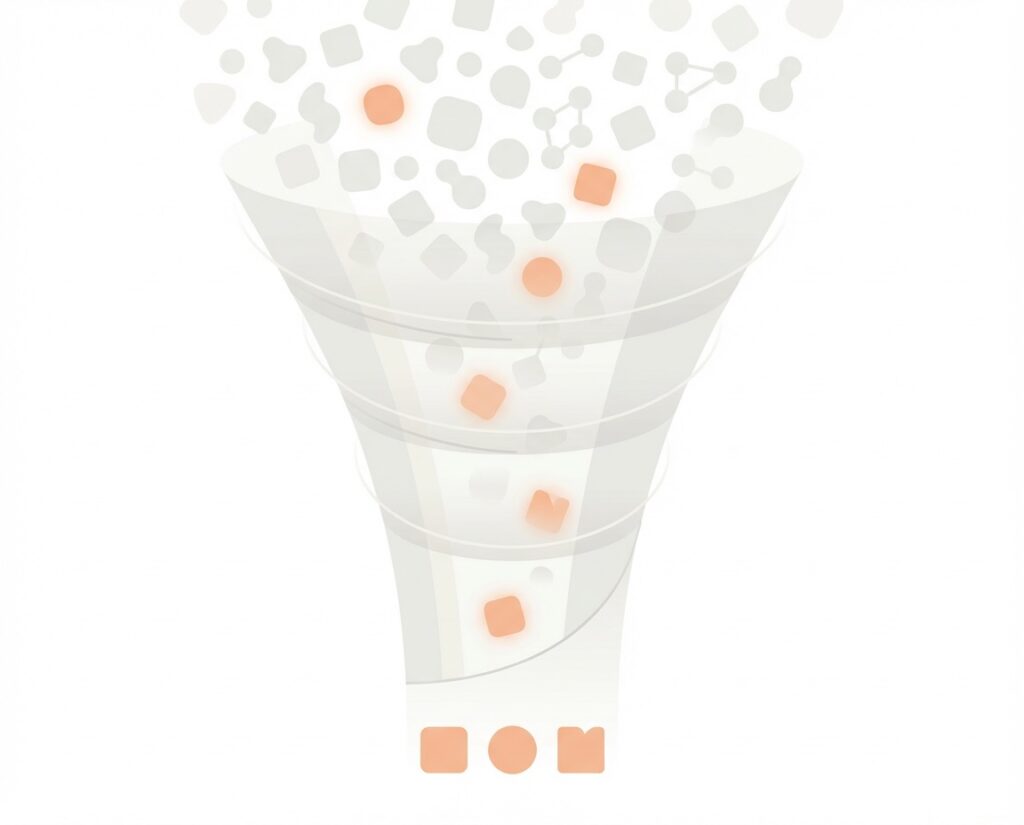 Embudo de decisiones que representa el enfoque top down en una cartera de inversión.