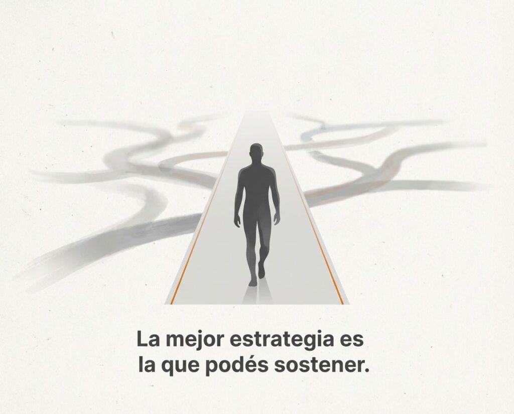 Ilustración conceptual sobre elegir una estrategia de inversión que se pueda sostener en el tiempo.