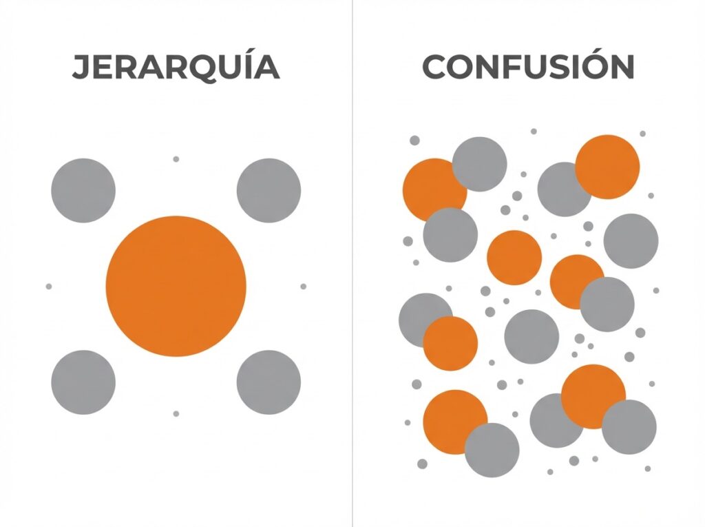 Comparación entre una cartera con jerarquía clara y una cartera sin jerarquía definida