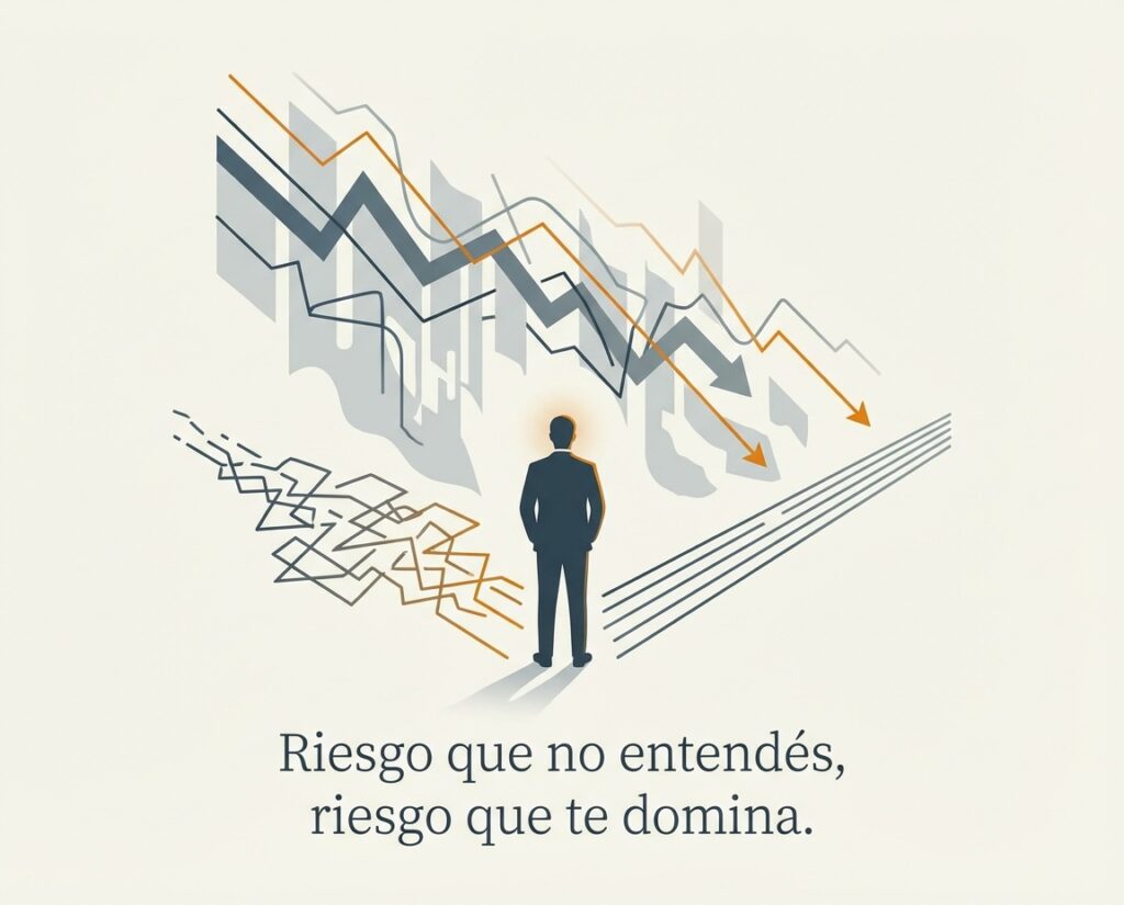Representación visual del riesgo emocional al invertir y la importancia de entender el riesgo asumido