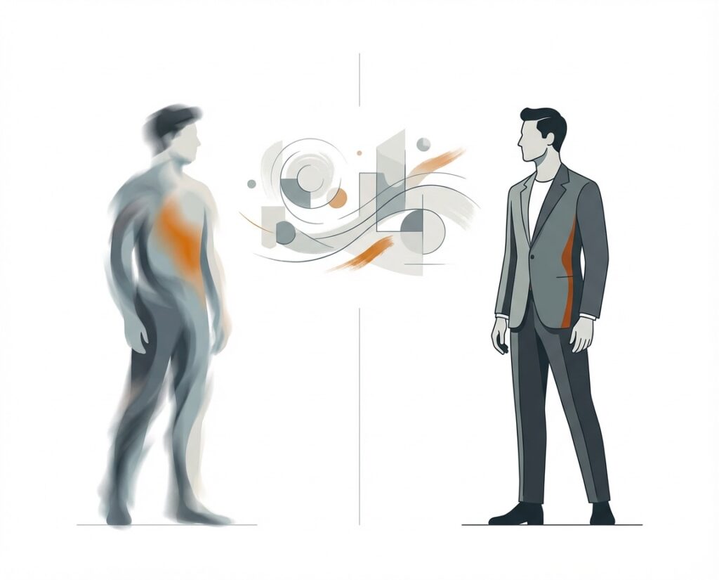 Ilustración editorial que muestra cómo distintas personas reaccionan de forma diferente ante el mismo contexto de mercado.