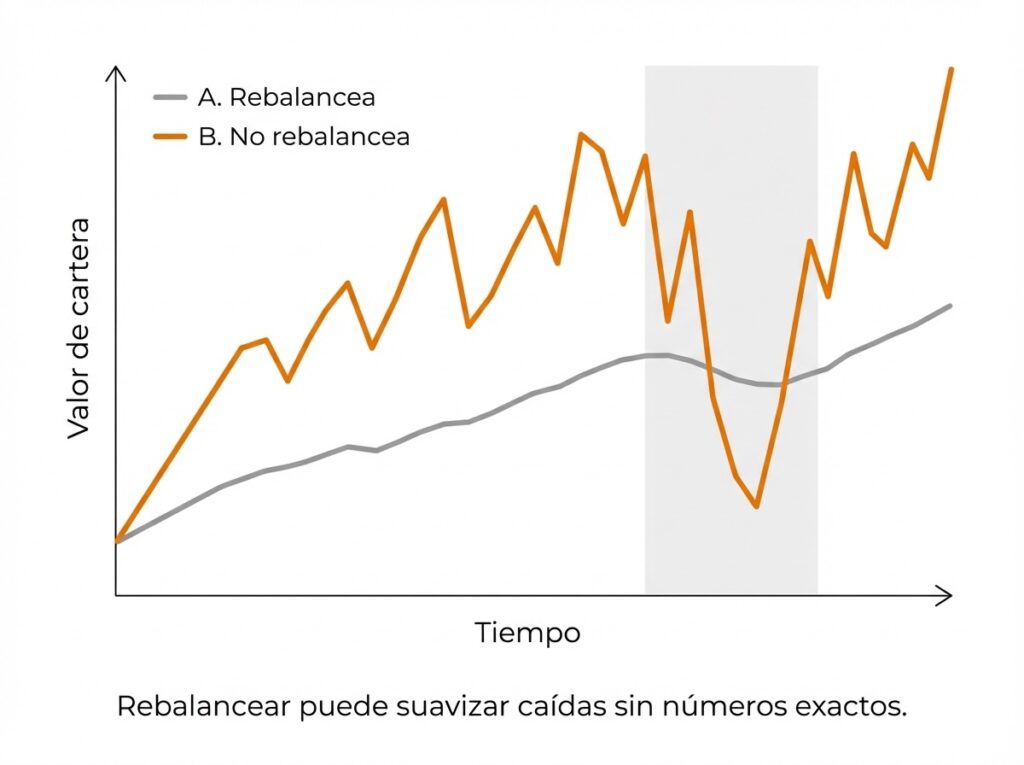 comparativo de crecimiento de cartera con y sin rebalanceo