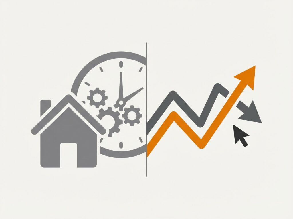 Comparación visual entre la liquidez rápida de REITs y la venta lenta de propiedades